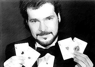 Johnny Ace Palmer-magic cards with pencil strokes